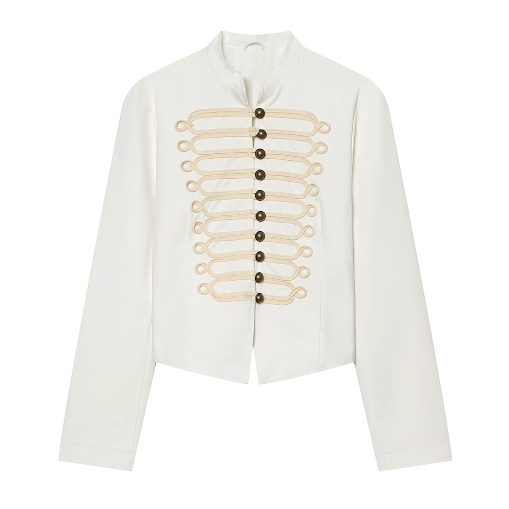 Women's rope knot decoration slim stand collar Coat