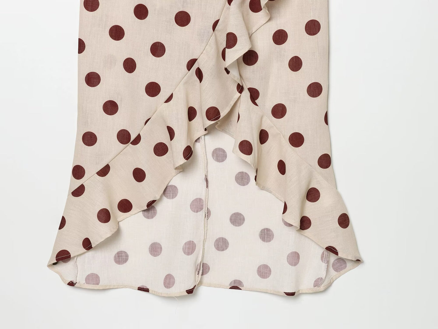 Women's polka dot linen blended MIDI dress