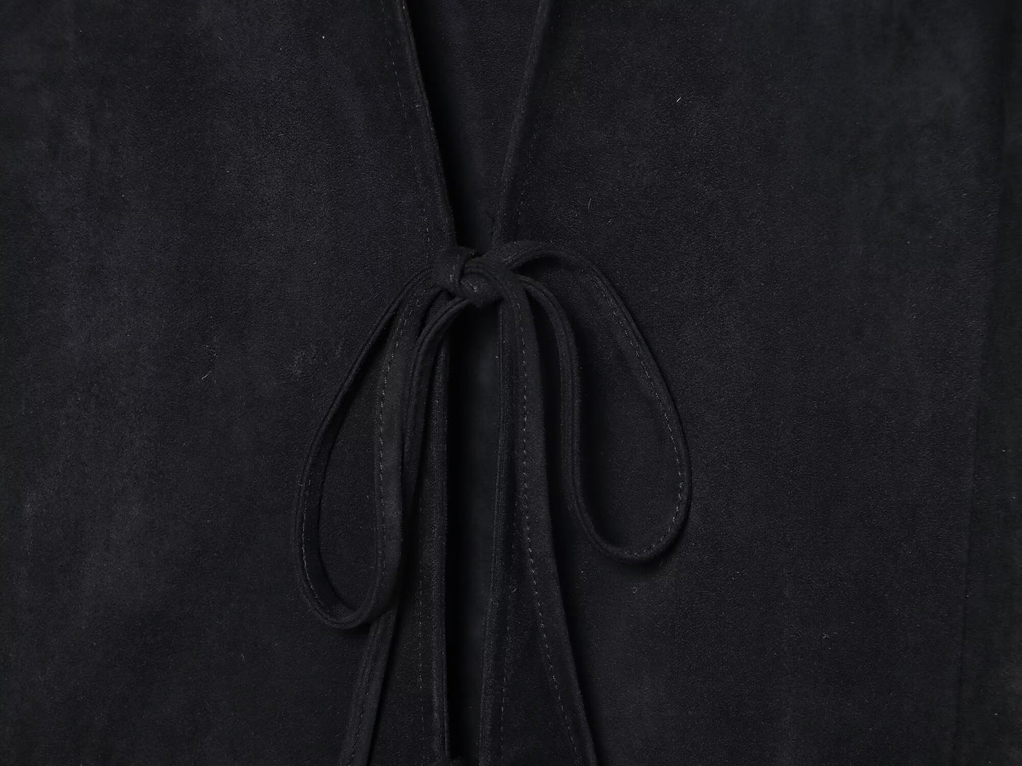 Women's black slim suede effect lace up shirt