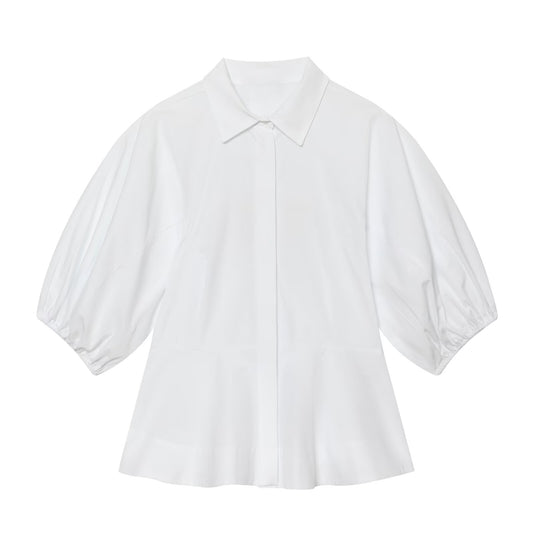 Women's skirt style hem bubble sleeve shirt