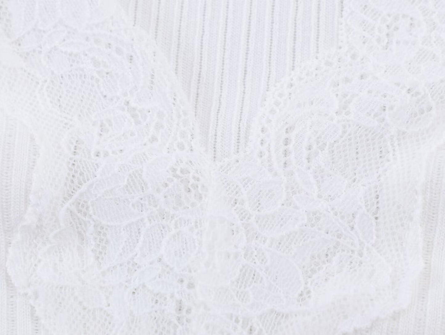Women's slim V-neck lace ribbed T-shirt