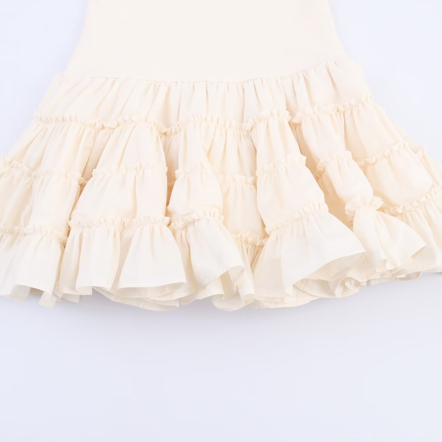 Women's New Fashion Fluffy Bottom hem Splicing Vest style Mini Dress