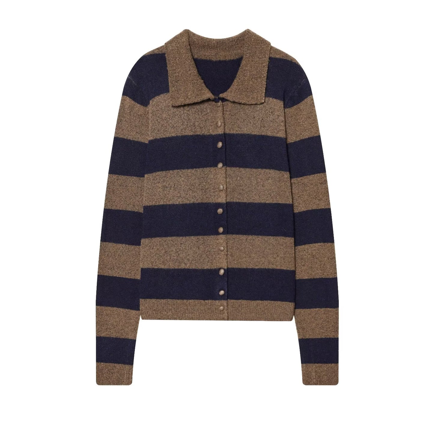 Women's comfortable Lapel striped knitted Coat