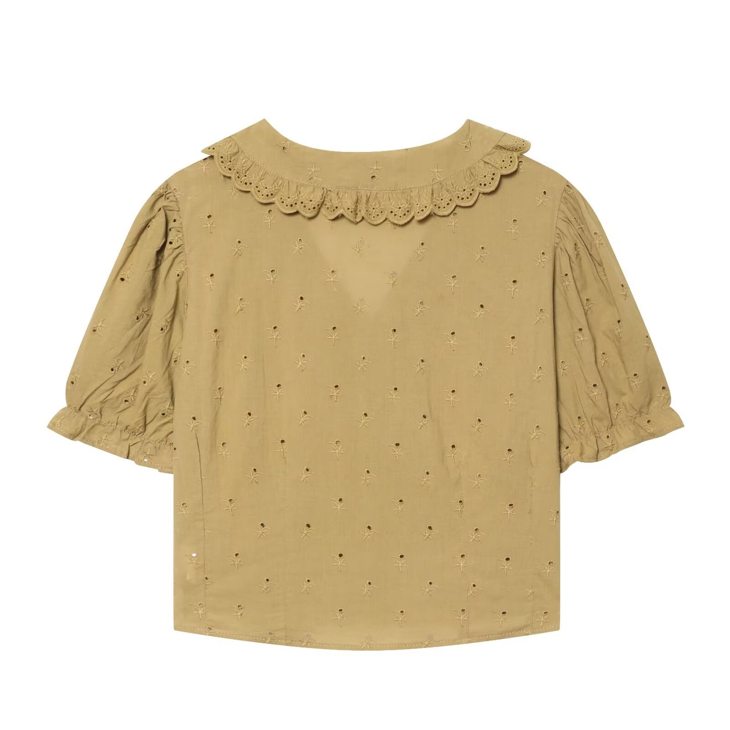 Women's short embroidered lapel shirt