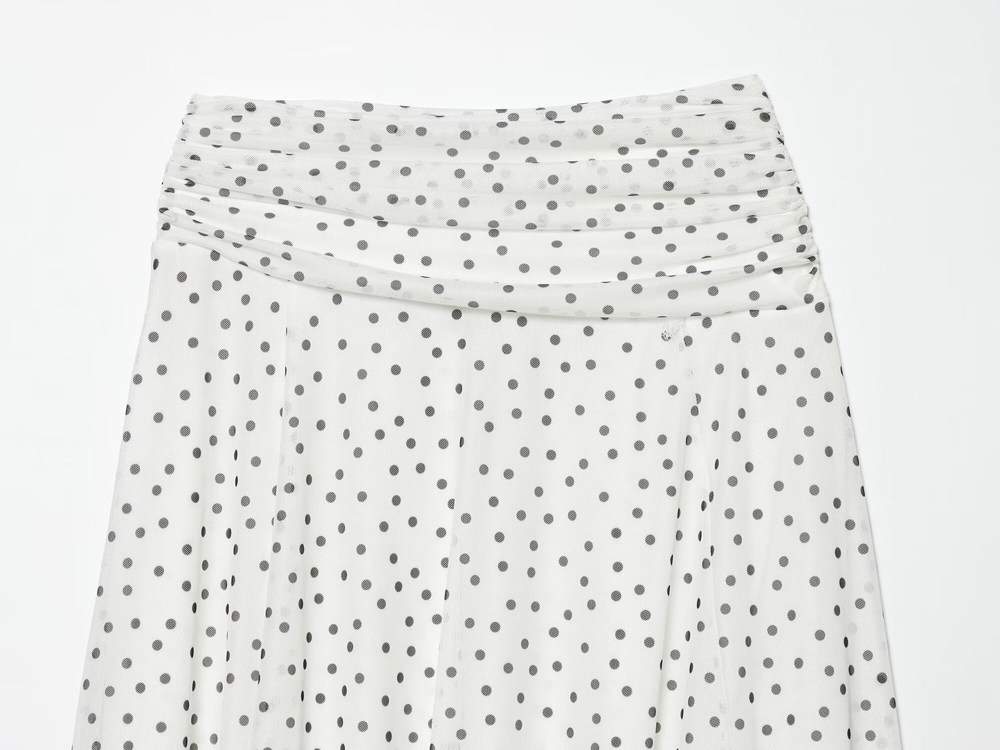 Women's pleated waist polka dot MIDI skirt
