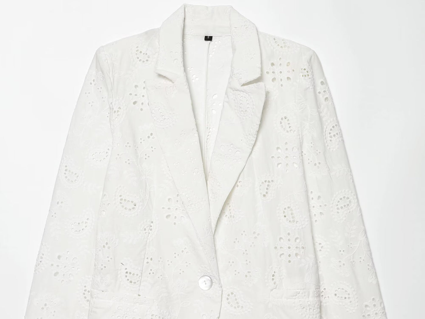 suit Women's 2 pieces with shoulder pads embroidered Blazer Coat+Shorts