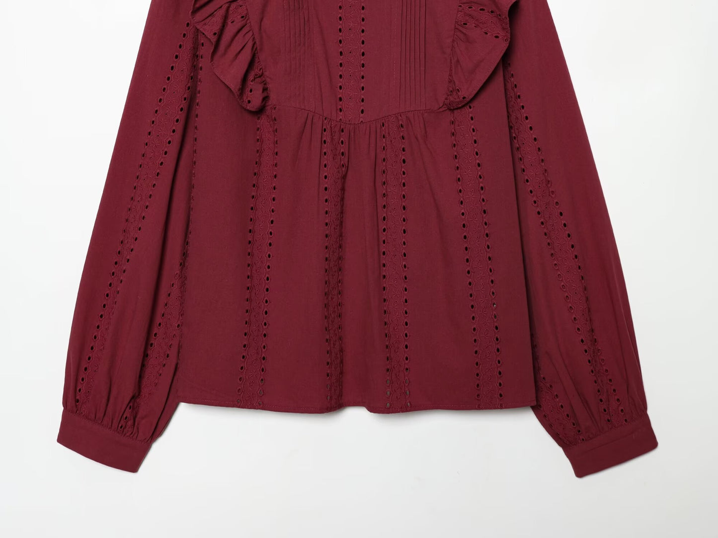 Women's casual hollowed out embroidered shirt