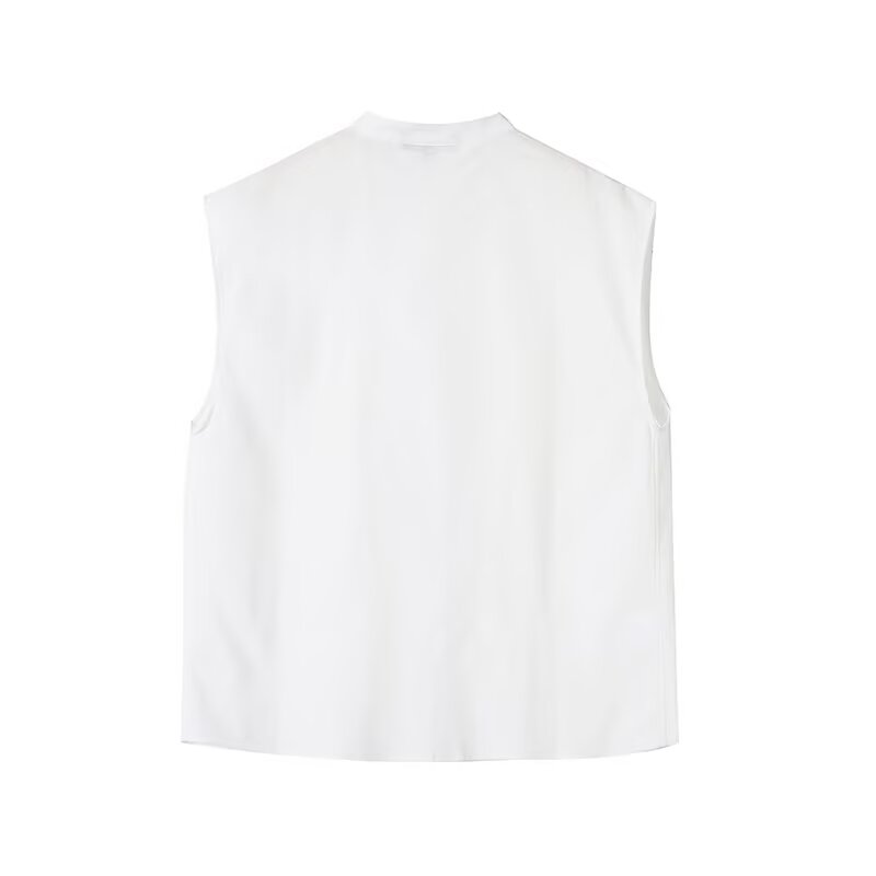 Women's casual linen blend sleeveless shirt