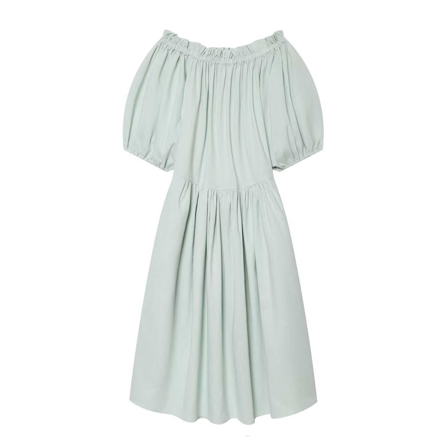 Women's Linen Blended Off Shoulder Midi Dress