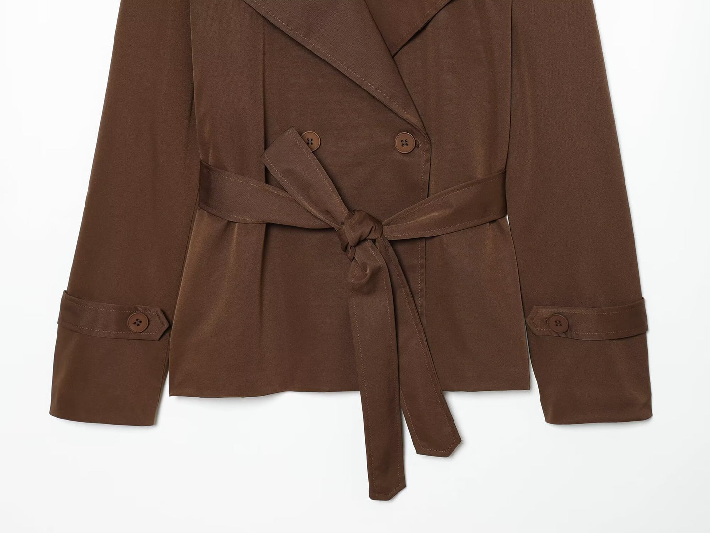 Women's with Belt short double breasted windbreaker Coat