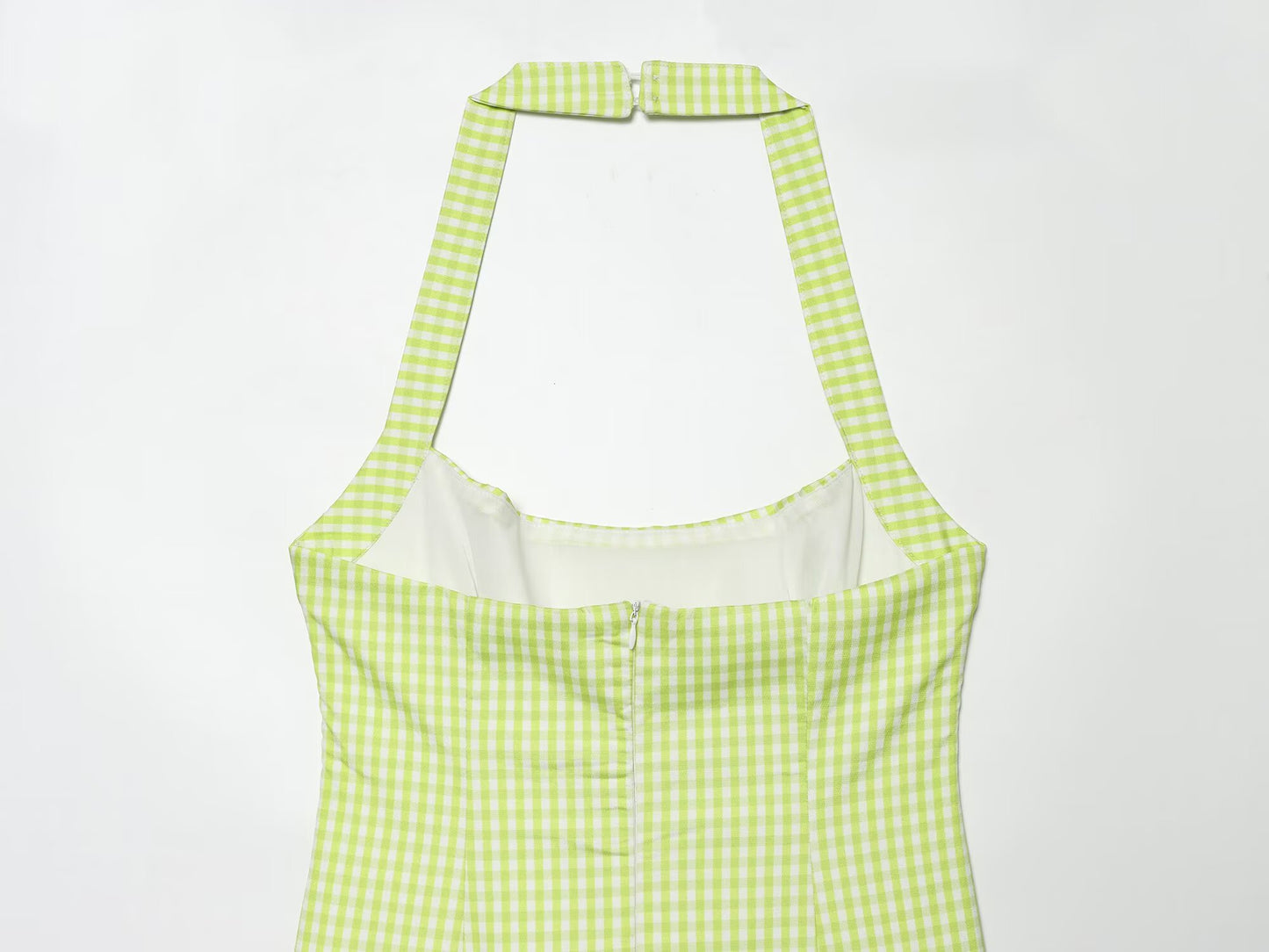 Women's slim plaid halter neck dress