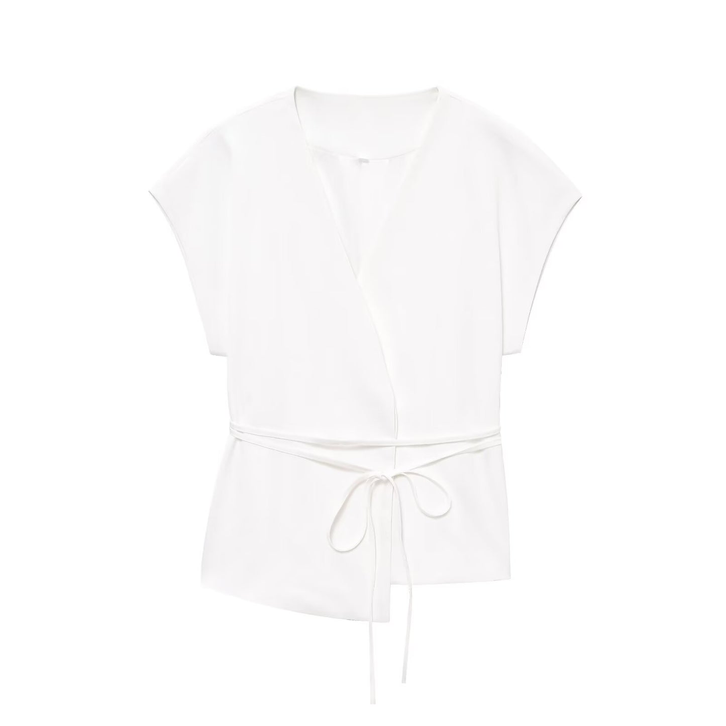 Women's new fashion with Belt casual linen blend V-neck vest+Pants suit