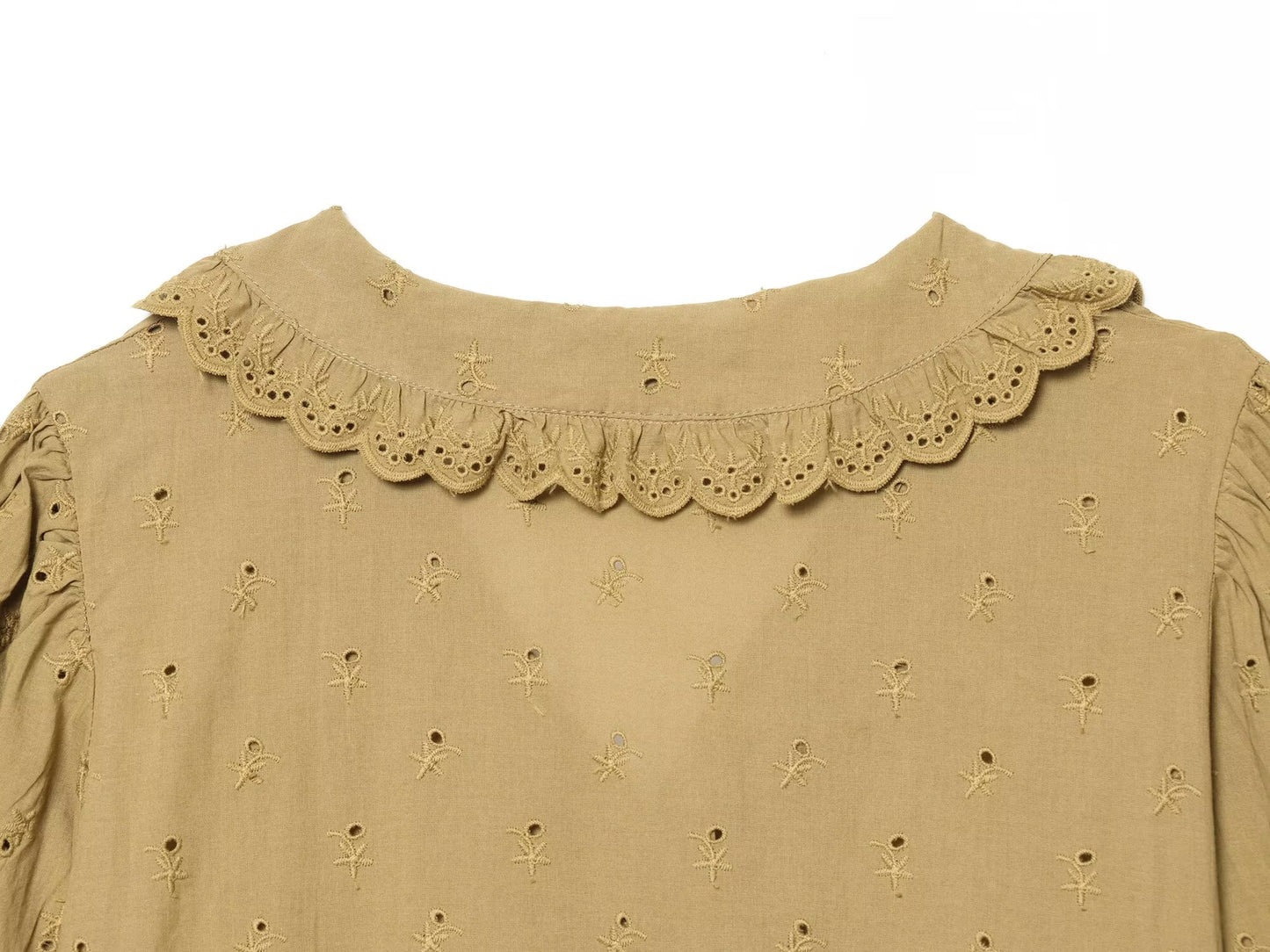 Women's short embroidered lapel shirt