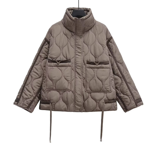 Women's loose standing collar cotton jacket Coat