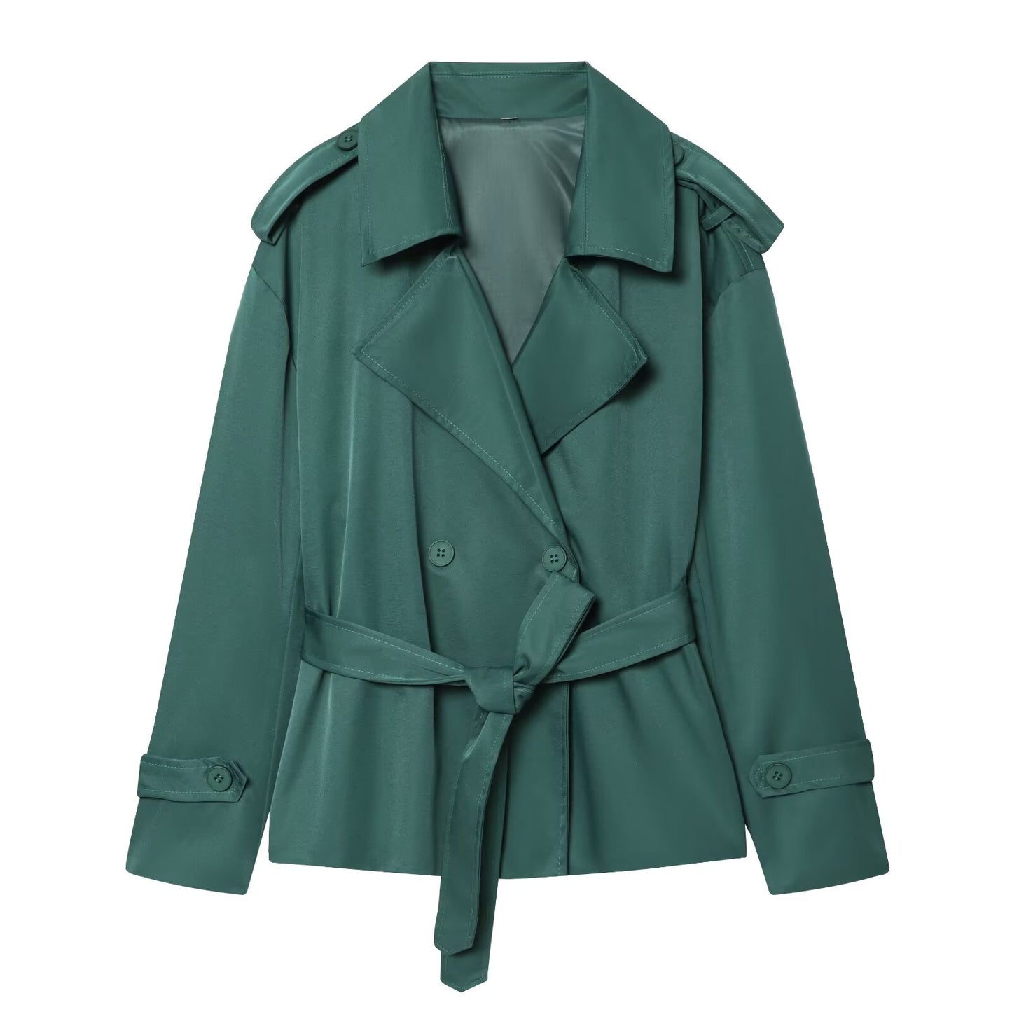 Women's with Belt short double breasted windbreaker Coat