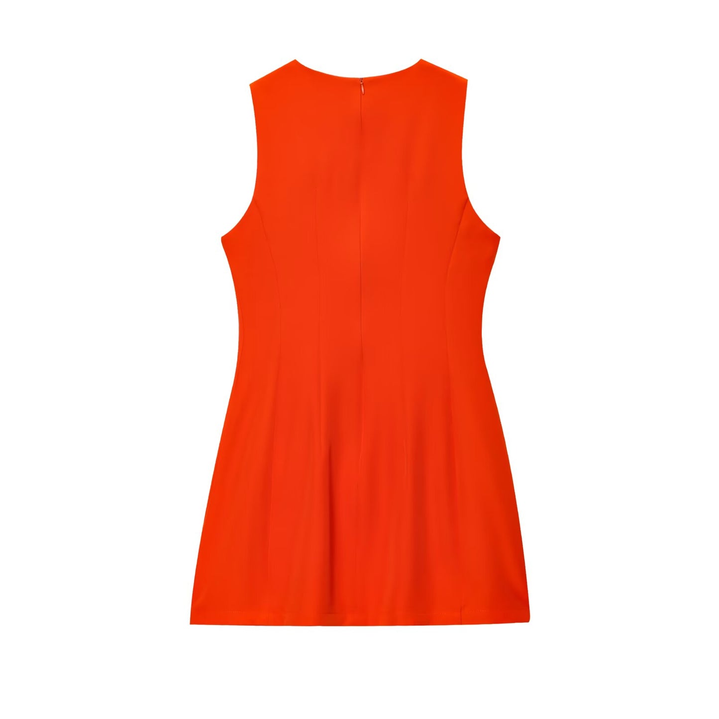 Women's O Neck fluffy sleeveless mini dress