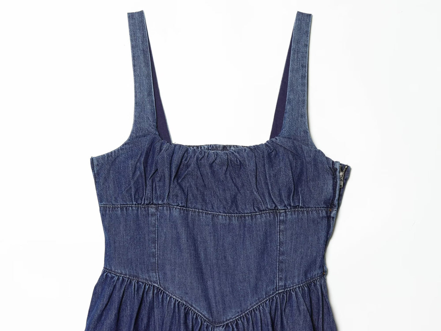 Women's sleeveless backless denim MIDI dress