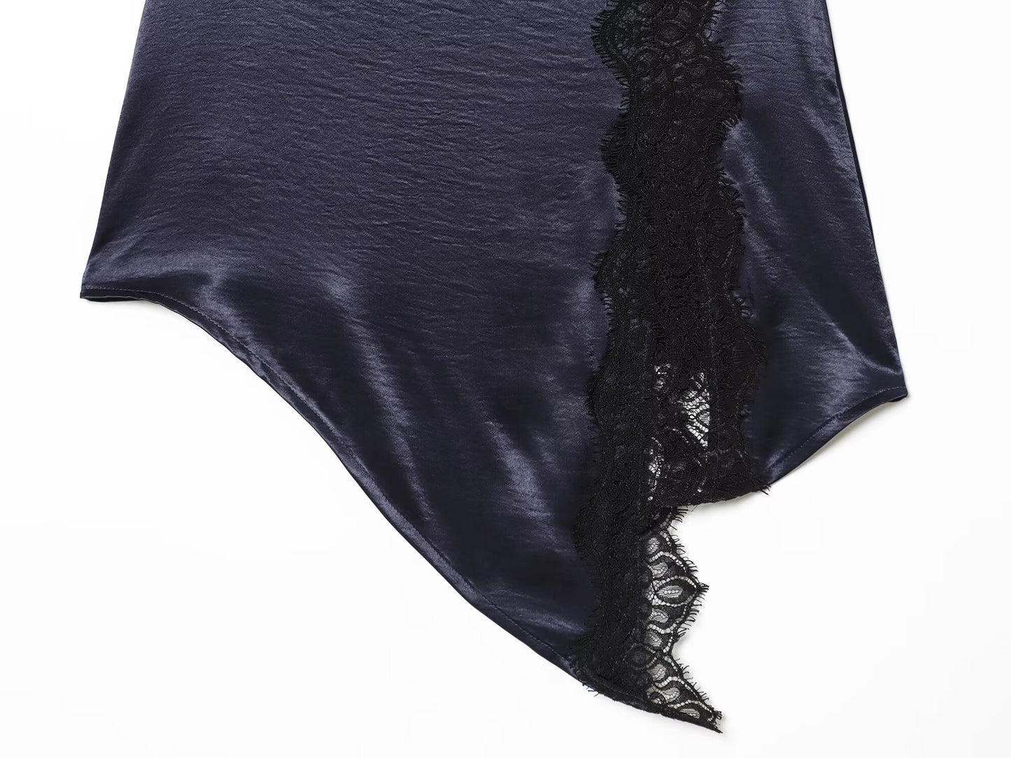 Women's satin textured patchwork lace mini skirt