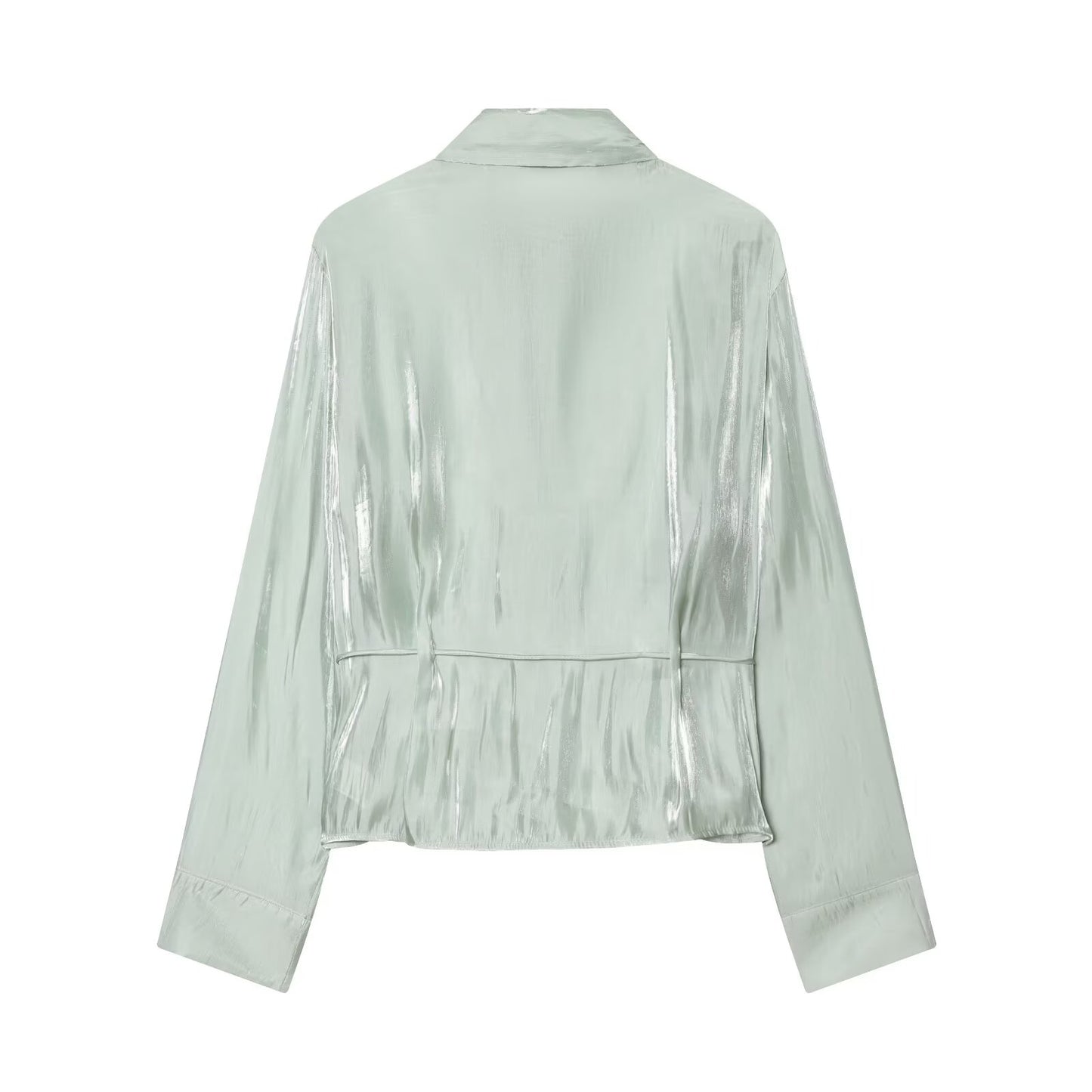 Women's metallic effect paired with belt shirt