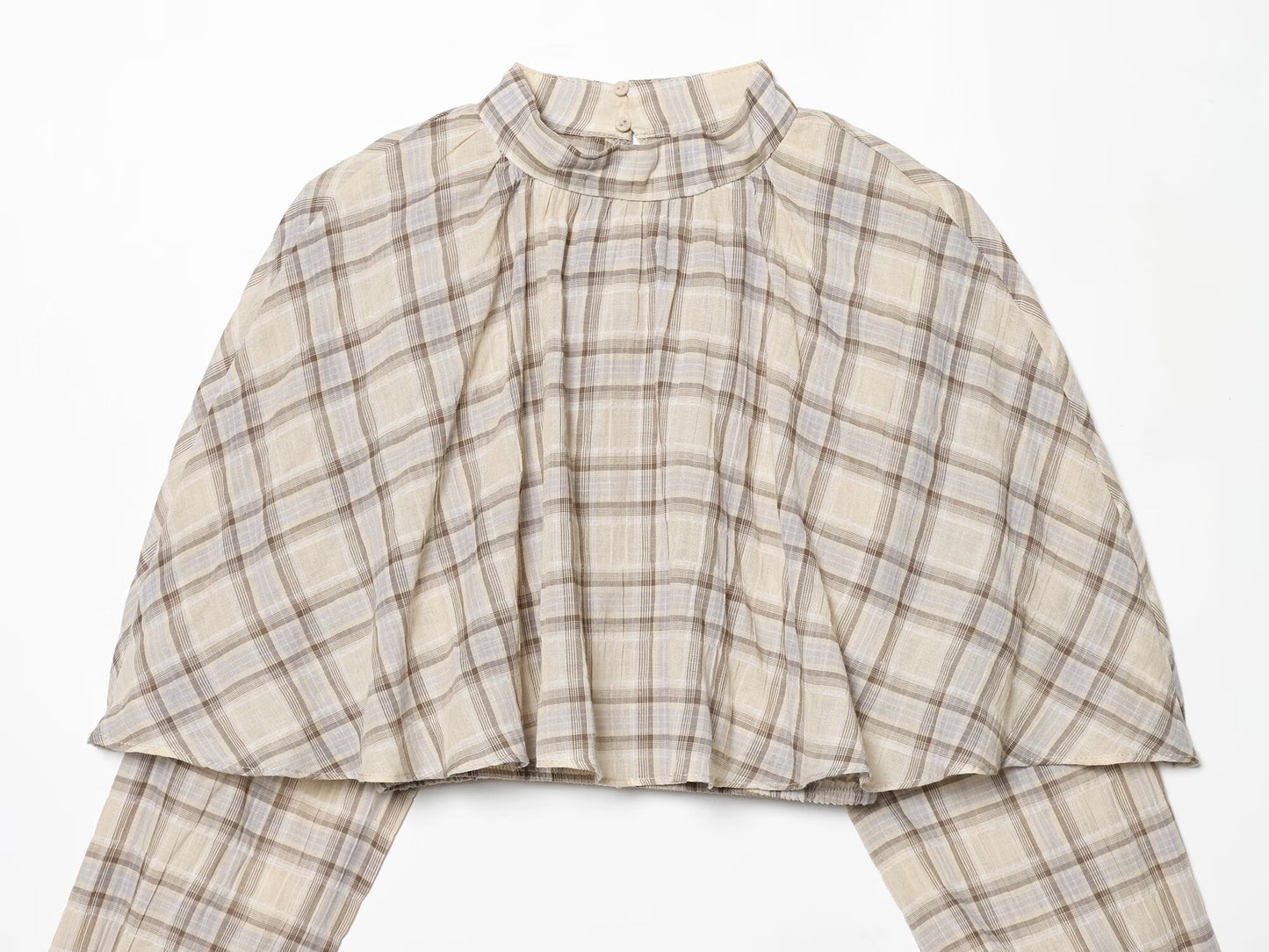 Women's Layered Decorative Short Plaid Top