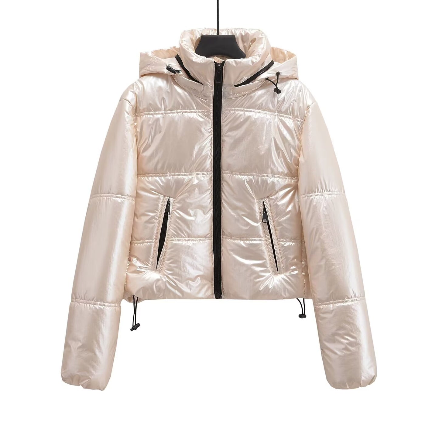 Women's metal series short thick hooded cotton Coat