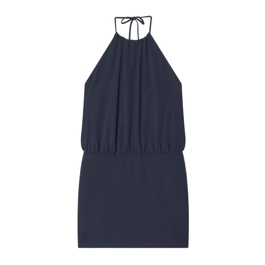 Women's backless draped halter neck dress