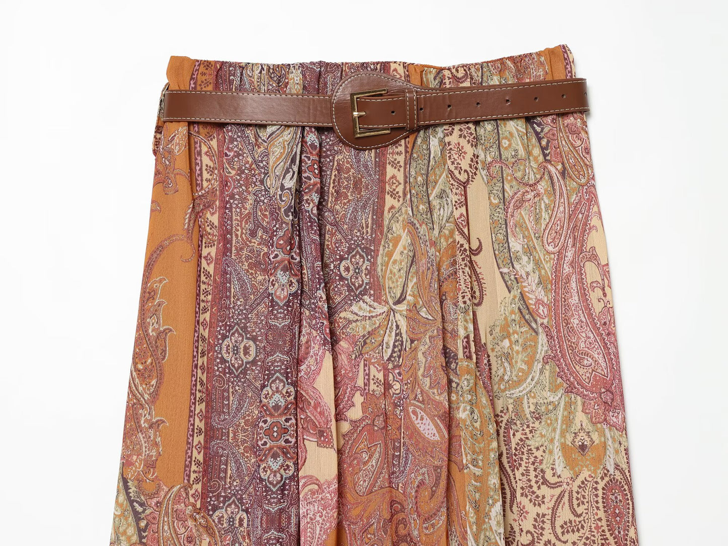 2026 Women's With Belt printed MIDI skirt