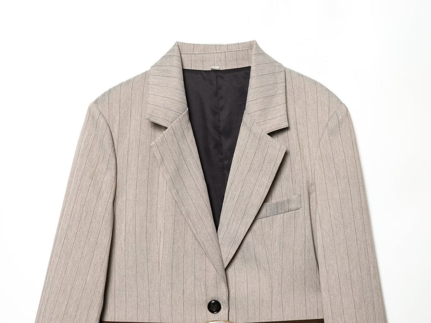 Women's long sleeved herringbone diagonal Blazer Coat