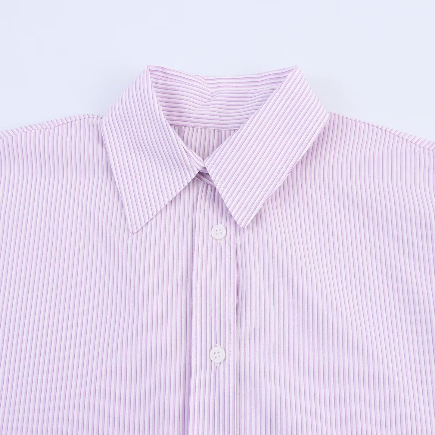 Women's new fashion back bow decoration poplin striped shirt
