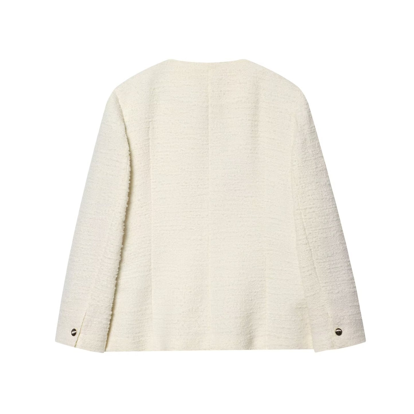 Women's round neck textured Blazer woolen Coat