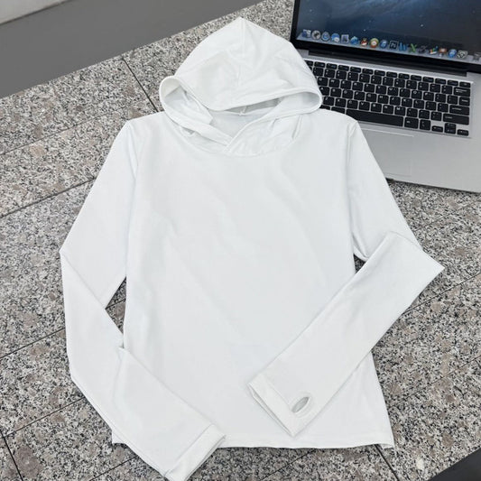 2026 women's new hooded long-sleeved yoga T-shirt for running and cycling