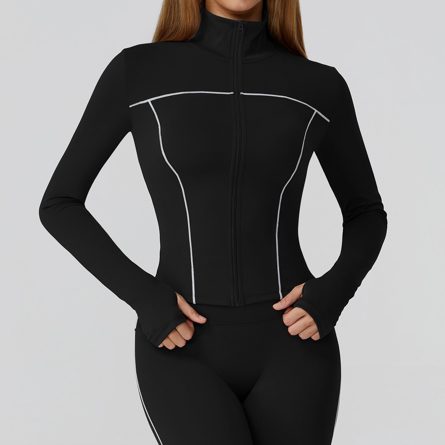 LU 2026 women's new contrast sanding zipper windproof yoga jacket