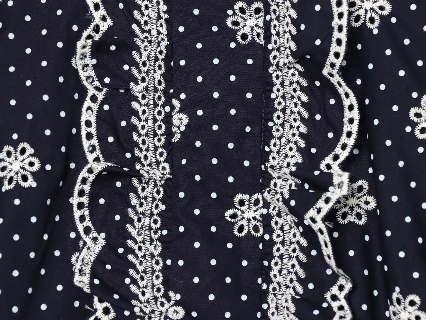 Women's hollowed out embroidered polka dot shirt