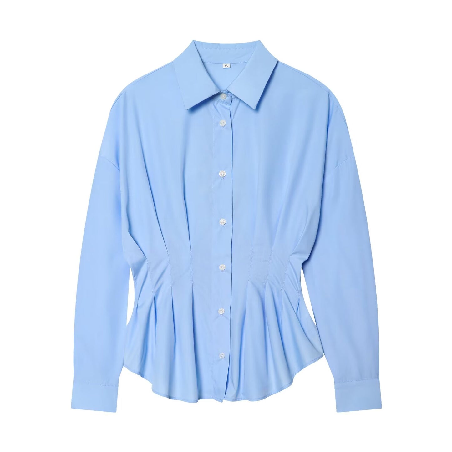 Women's pleated design slim lapel shirt