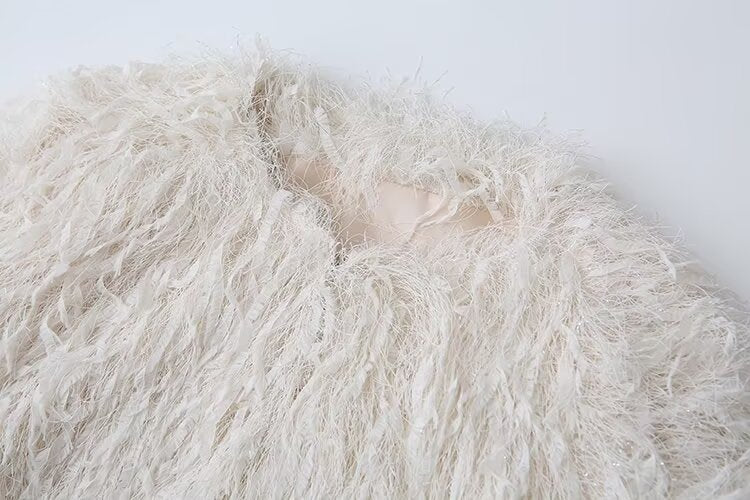 Women's metal Edge decorative short O Neck Coat