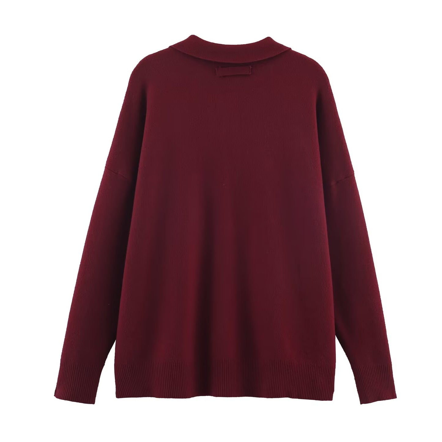 Women's loose versatile polo shirt collar knit sweater