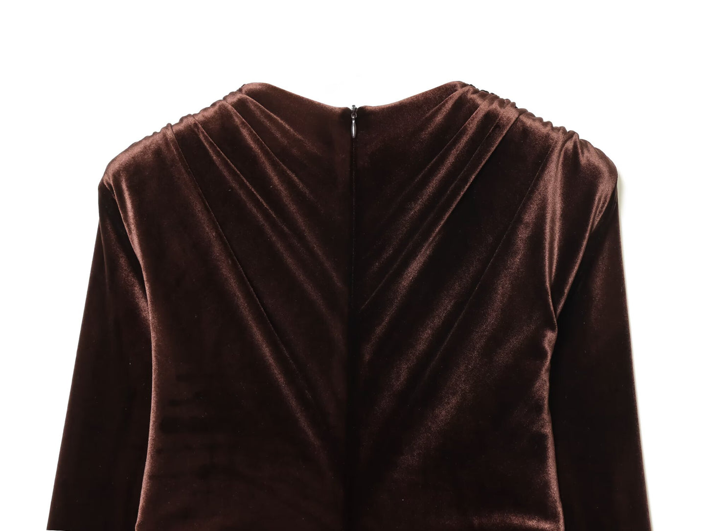 Women's slim V-neck velvet Midi dress