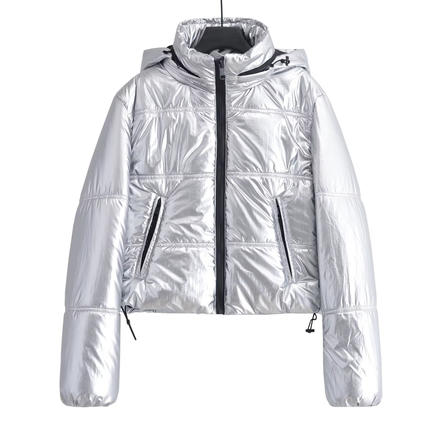 Women's metal series short thick hooded cotton Coat