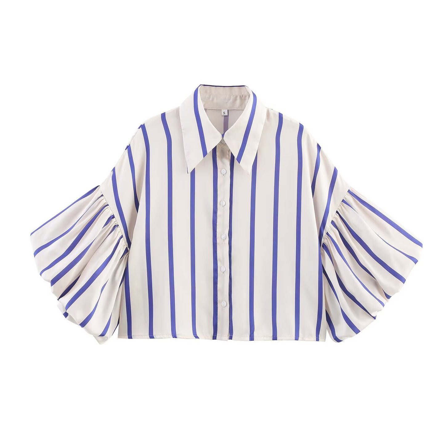 2026 Women's loose bubble sleeve printed shirt