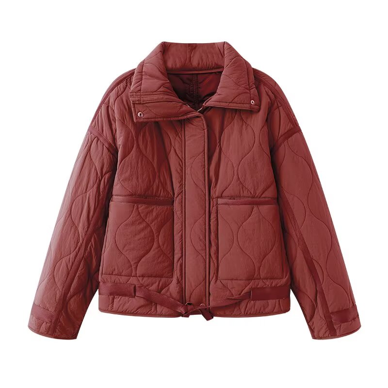 Women's winter loose lace up cotton jacket Coat