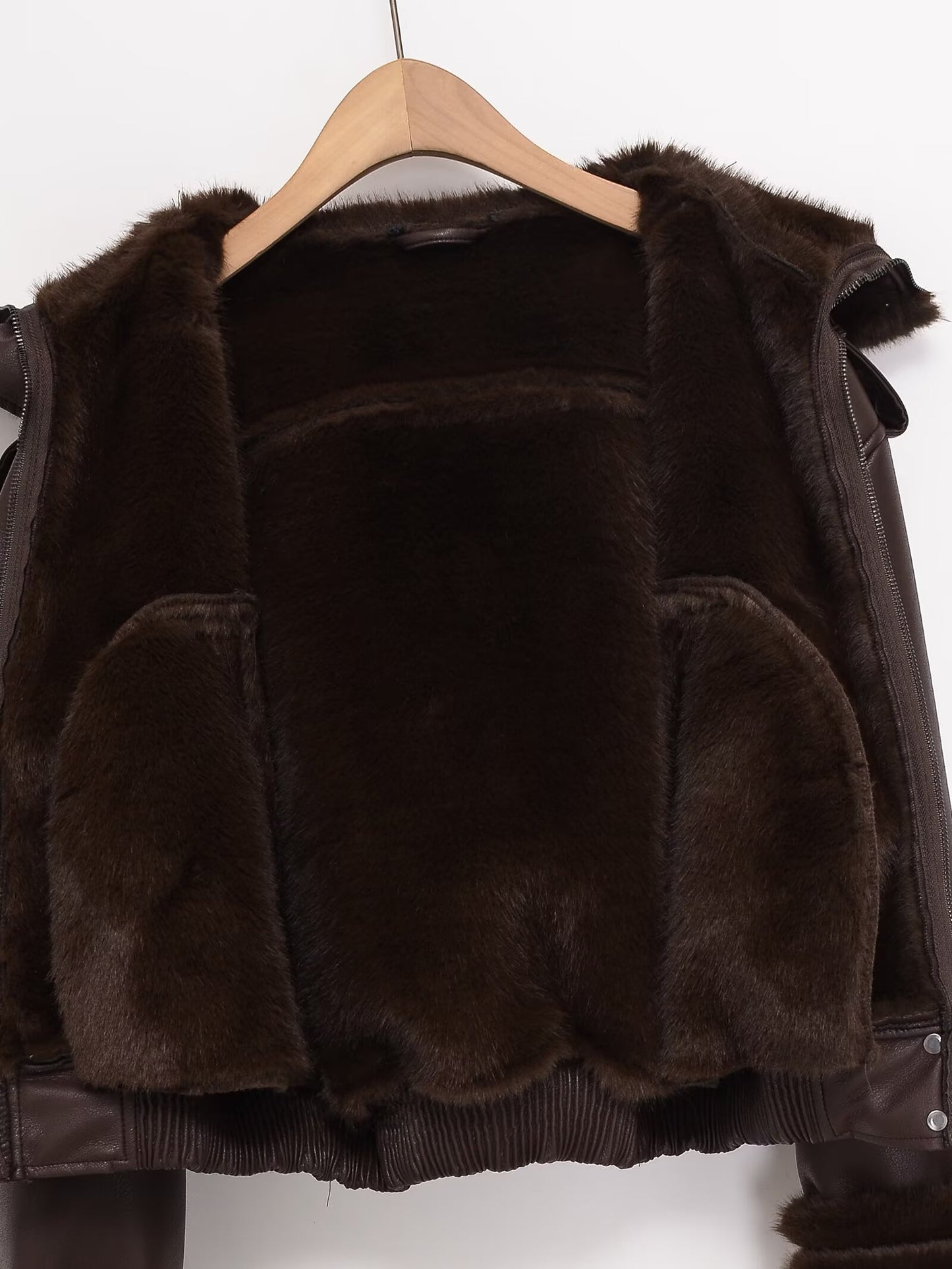 Women's double-sided faux leather pilot jacket Coat