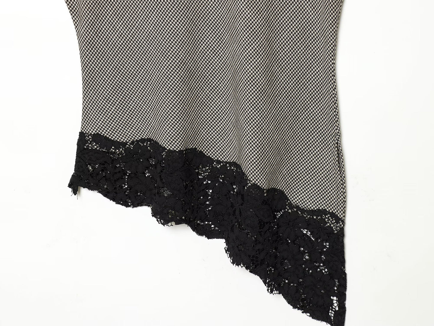 Women's casual asymmetrical plaid lace top