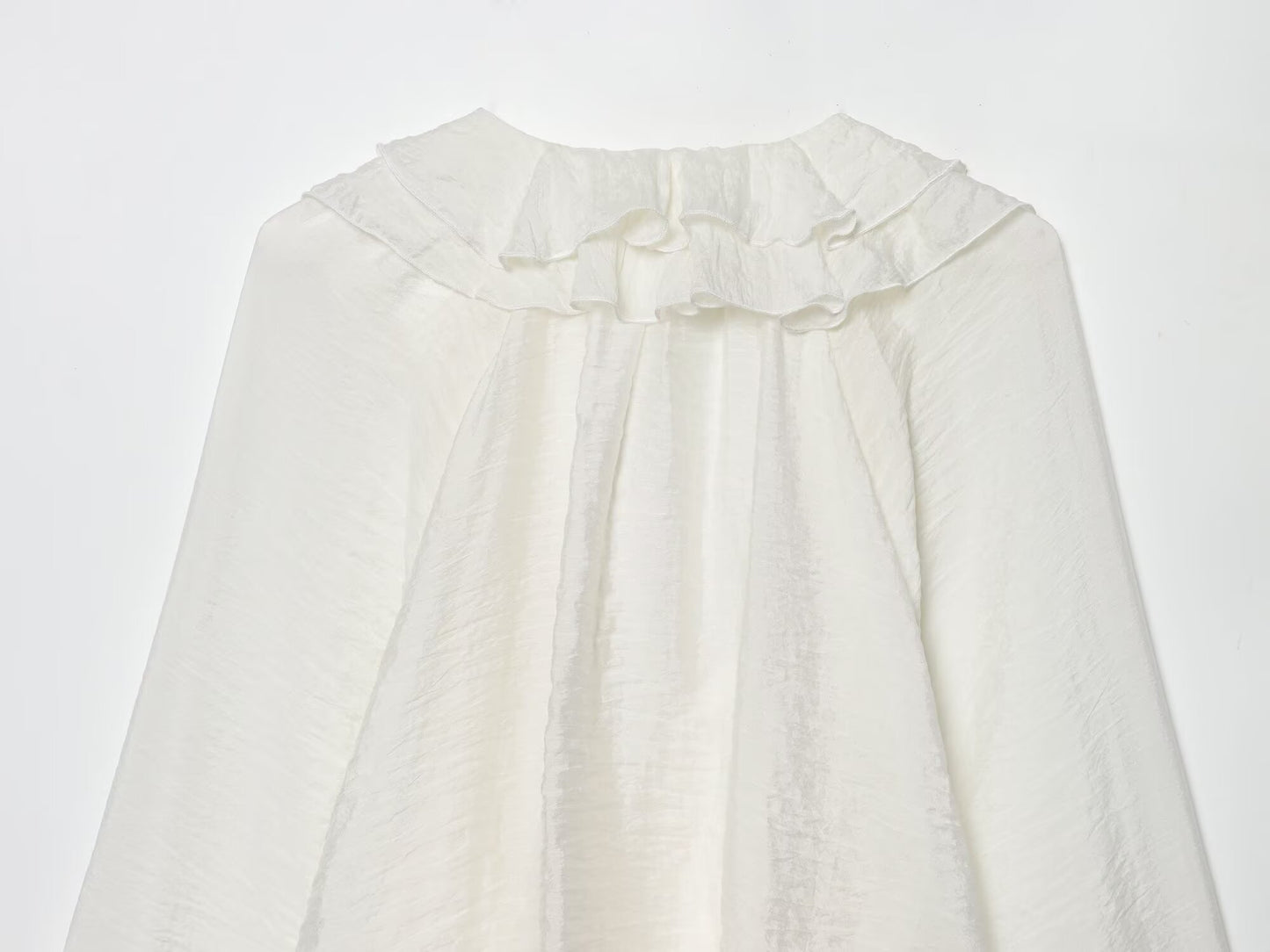 Women's layered decorative V-neck pleated shirt