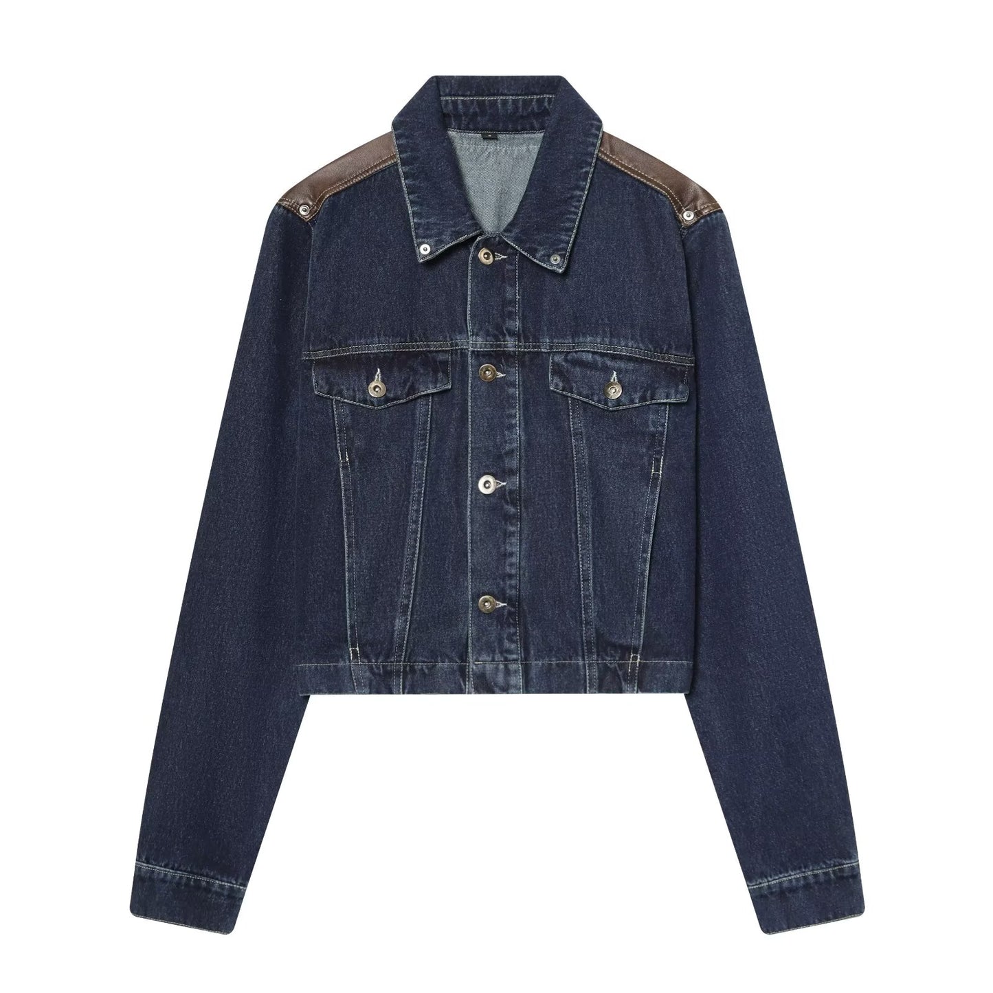 suit Women's 2 pieces denim leather effect jacket Coat+Jeans