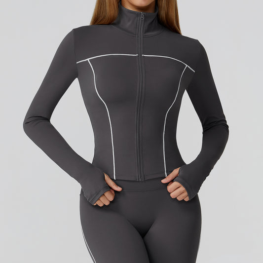LU 2026 women's new contrast sanding zipper windproof yoga jacket