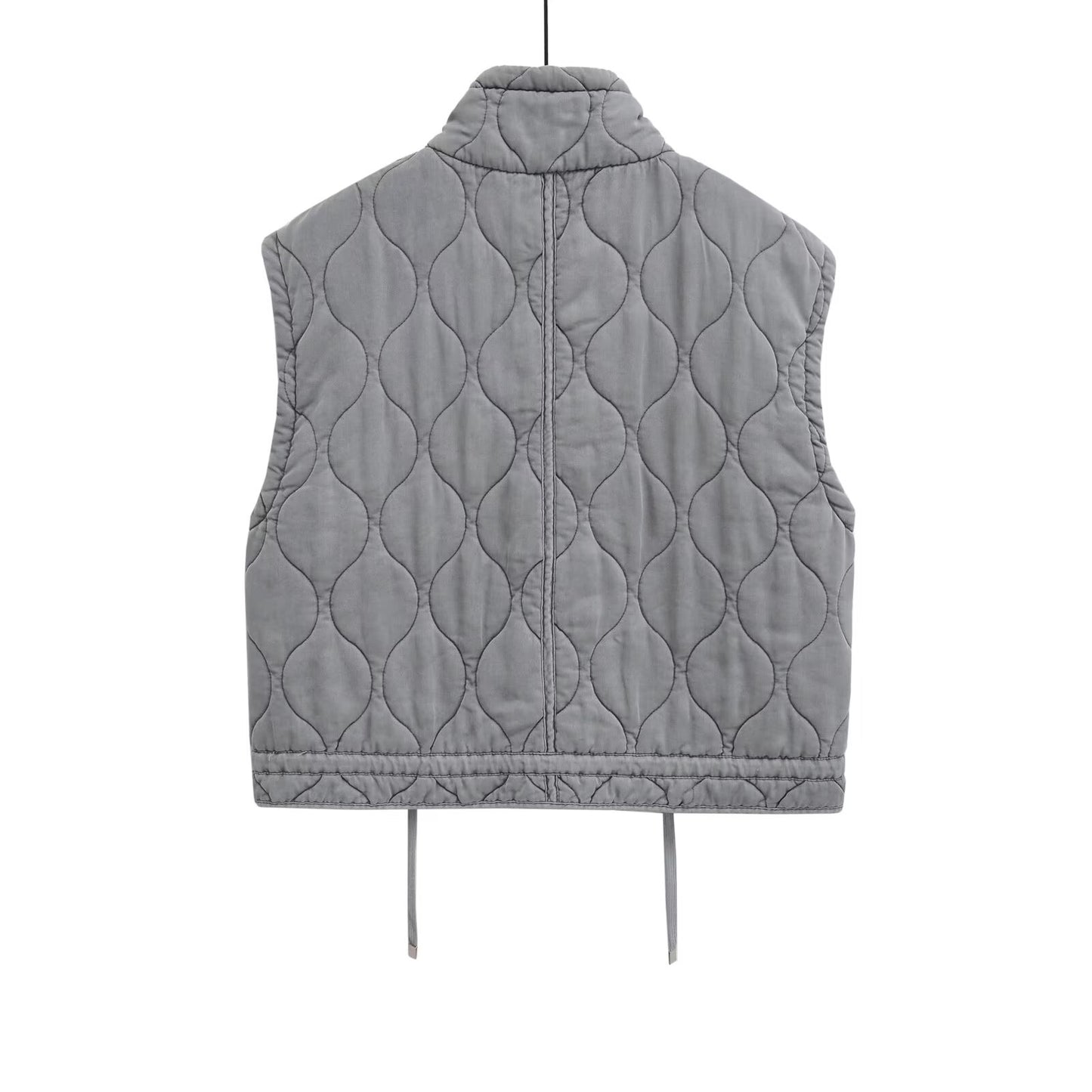 Women's loose Standing collar washed cotton vest