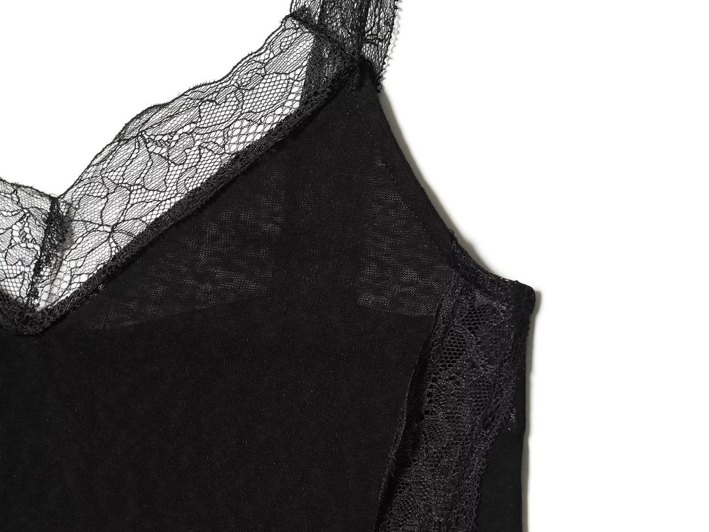 Women's lace asymmetrical cotton top