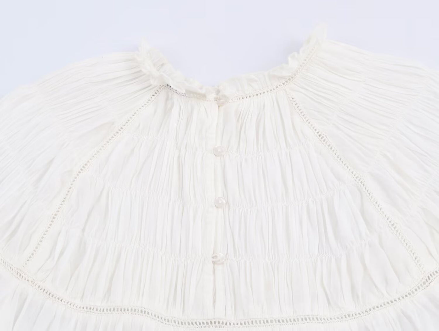 Women's embroidery decoration loose pleated shirt