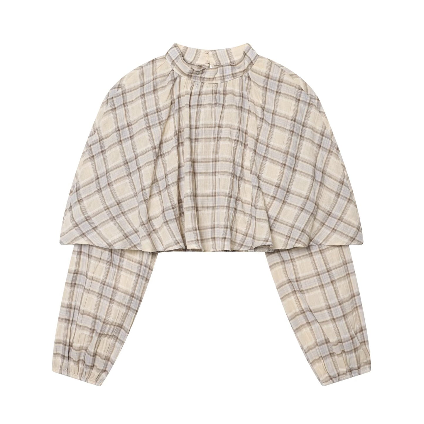 Women's Layered Decorative Short Plaid Top