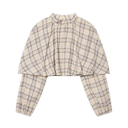 Women's Layered Decorative Short Plaid Top